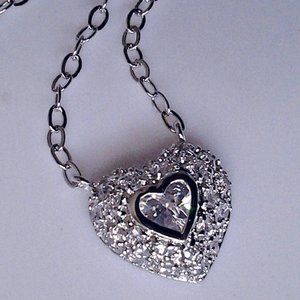 sterling silver and cz heart necklace